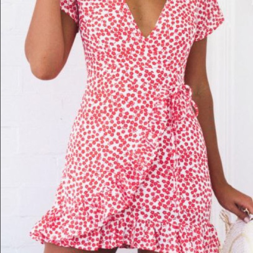 RESTOCK 💋RED FLORAL💋V neck summer short - Dress - Picture 3 of 8